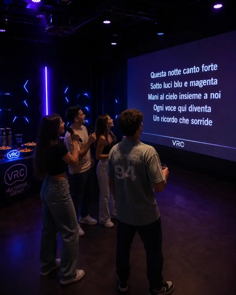 Gruppo in sala karaoke riservata a VRC Perugia